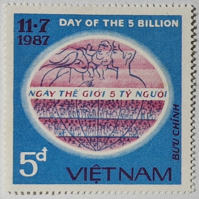 Vietnam - Selo novo sem goma - "Dia dos 5 Bilhões" - ano 1987.