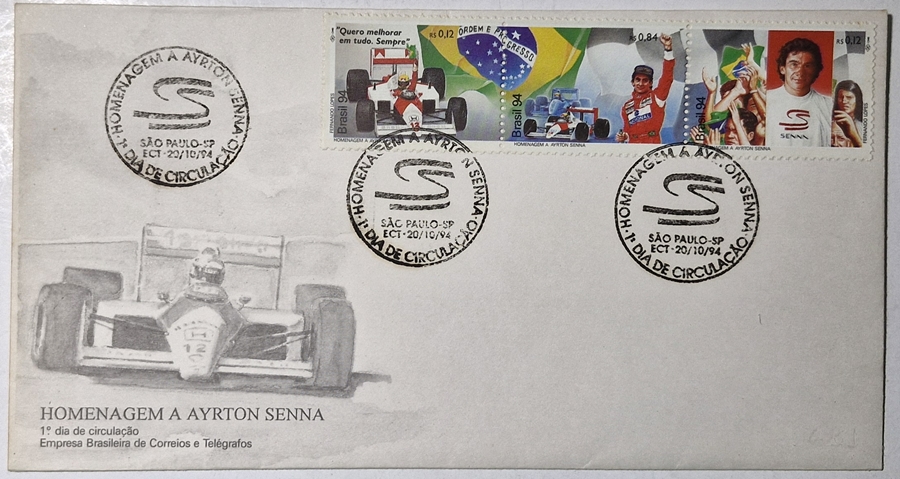 Brasil - Belo envelope comemorativo (FDC-631) em homenagem a "Ayrton Senna".