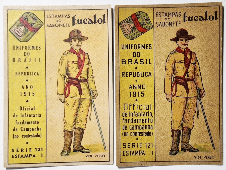 Eucalol/"Uniformes do Brasil" - Mesma série com emissão diferente (Série 121 Estampa 1).