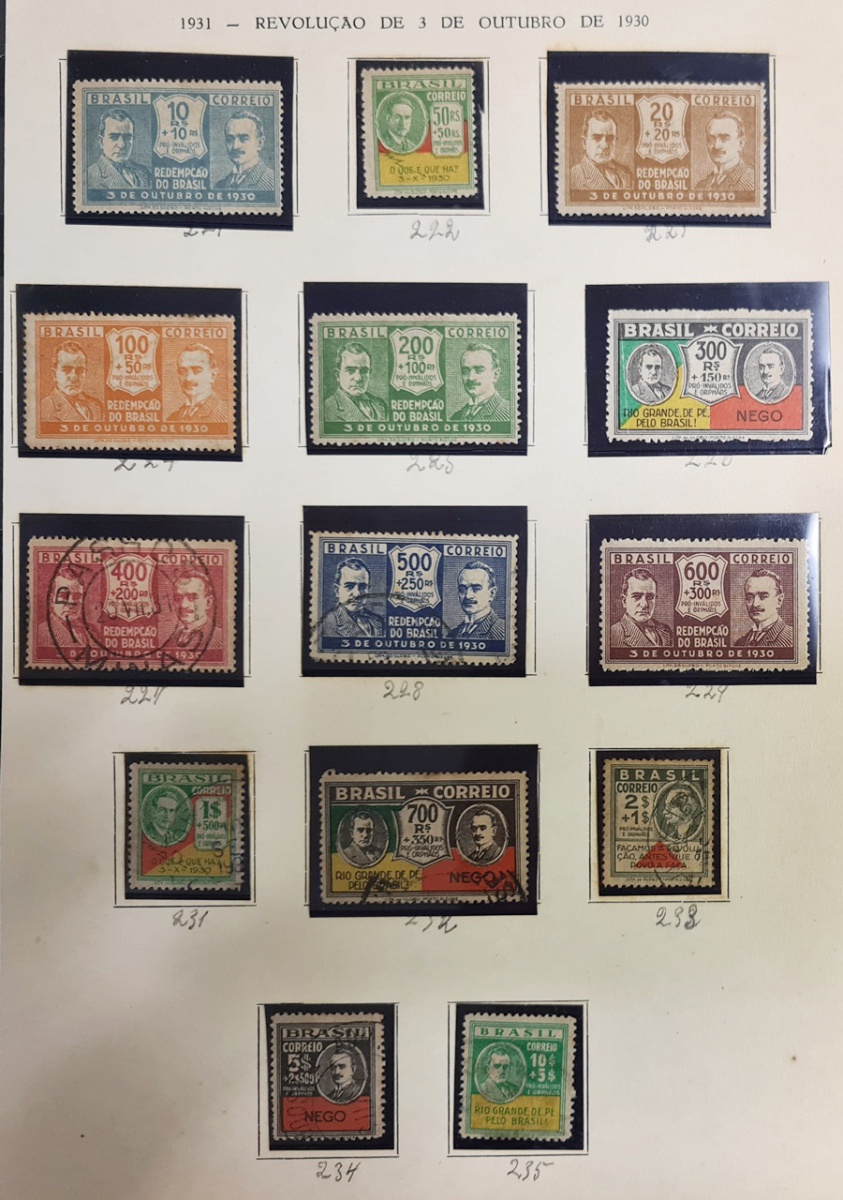 Brasil - Série de selos novos e usados da revolução de 1930.