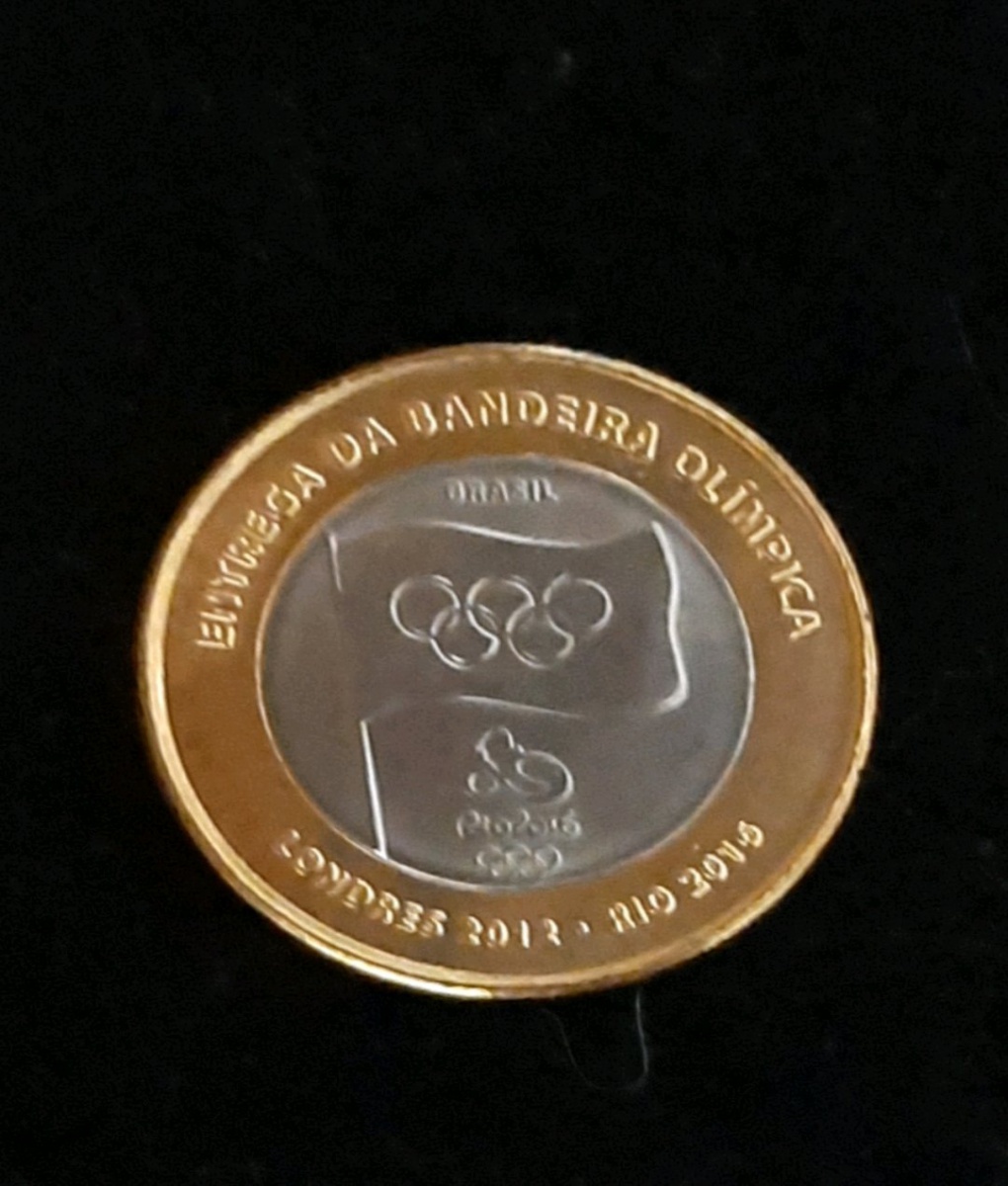 MOEDA BI-METÁLICA DAS OLIMPIÁDAS - ENTREGA DA BANDEIRA - FLOR DE CUNHO