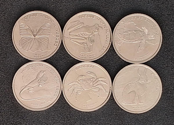 COSTA RICA - SÉRIE COMPLETA DE FAUNA COM 6 MOEDAS - FC