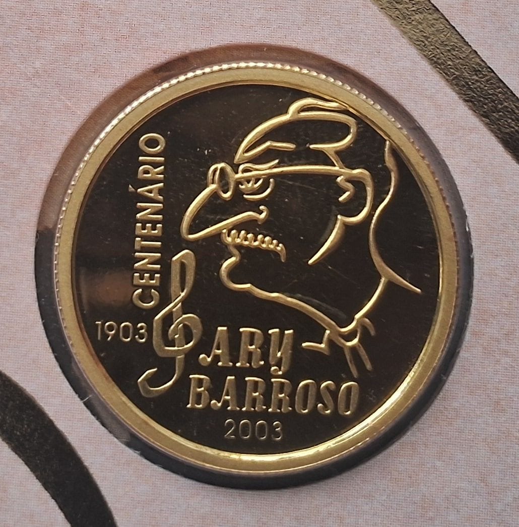 BRASIL - MOEDA DE OURO COMEMORATIVA  DO ARY BARROSO NO  BLISTER