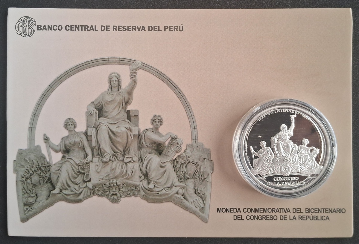 PERÚ - BLISTER COM MOEDA COMEMORATIVA DE PRATA - 1 ONÇA - PROOF