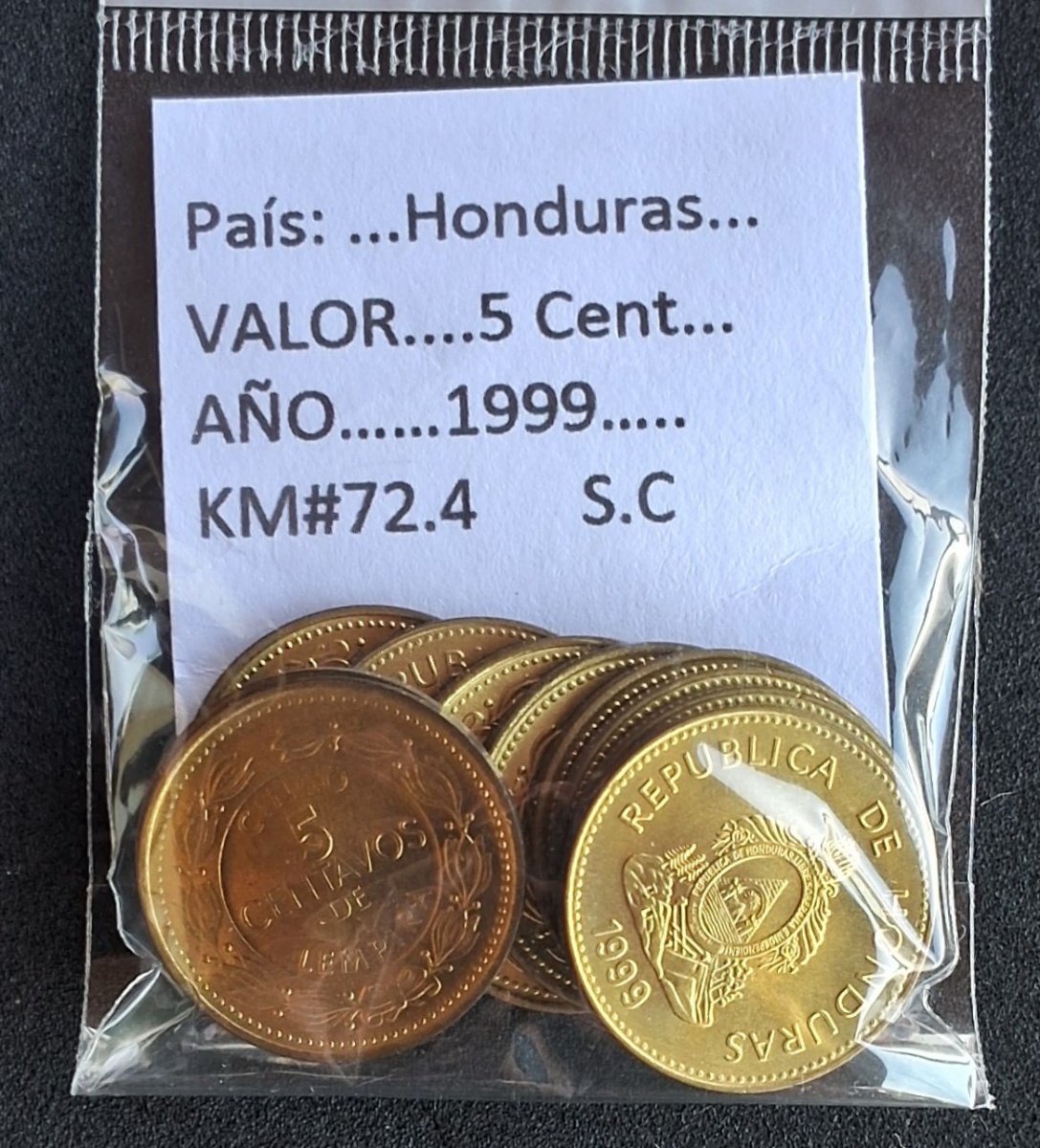 HONDURAS - 10 MOEDAS DE 5 CENT - FC