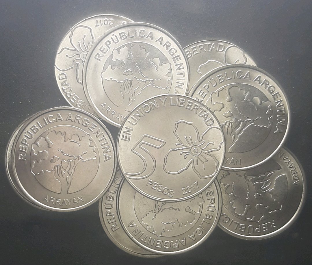 ARGENTINA - 10 MOEDAS  DE 5 PESOS - FC