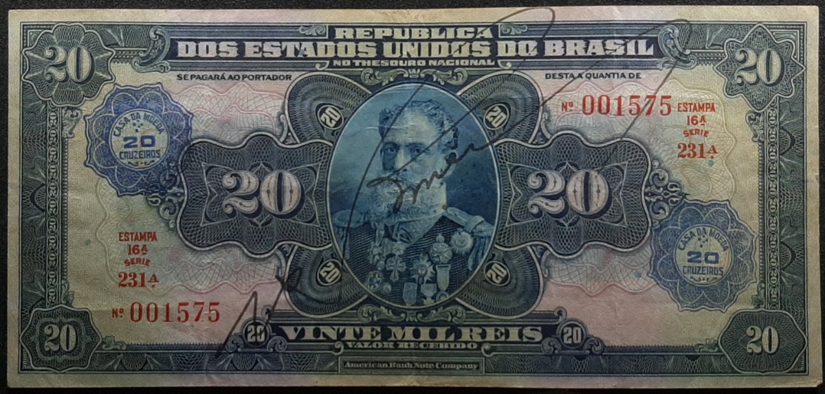 C 004 - 1942 - 20 CRUZEIROS - SOBERBA - AUTOGRAFADA - VALOR RECEBIDO - VALOR DE CAT. R$ 1850