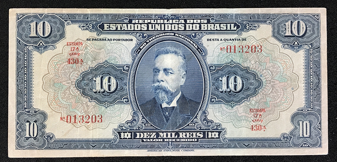 R-110d- BRASIL - 10 MIL RÉIS - MBC- CATALOGO - R$ 150,