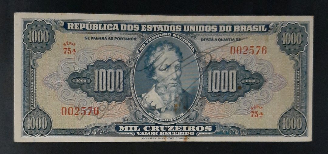 C-048 - BRASIL - 1000 CRUZEIROS AUTOGRAFADA - MBC+ CATALOGO S - R$ 750