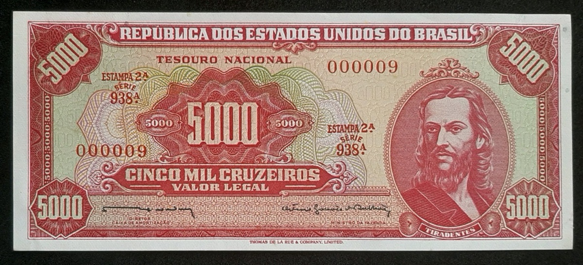 C-108 - 1964 - 5000 CRUZEIROS - FE - BAIXA NUMERAÇÃO - VALOR DE CATALOGO R$ 400