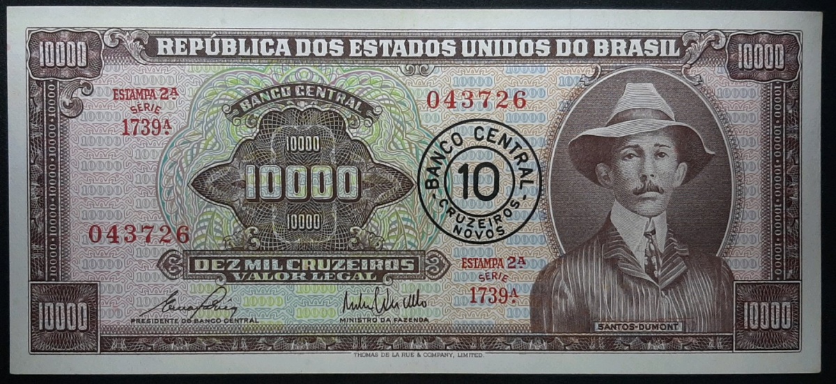 C 128 - 1967 - 10 CRUZEIROS NOVOS  - FE - ERNANE GALVEAS/DELFIN NETTO - VALOR DE CAT. R$ 220