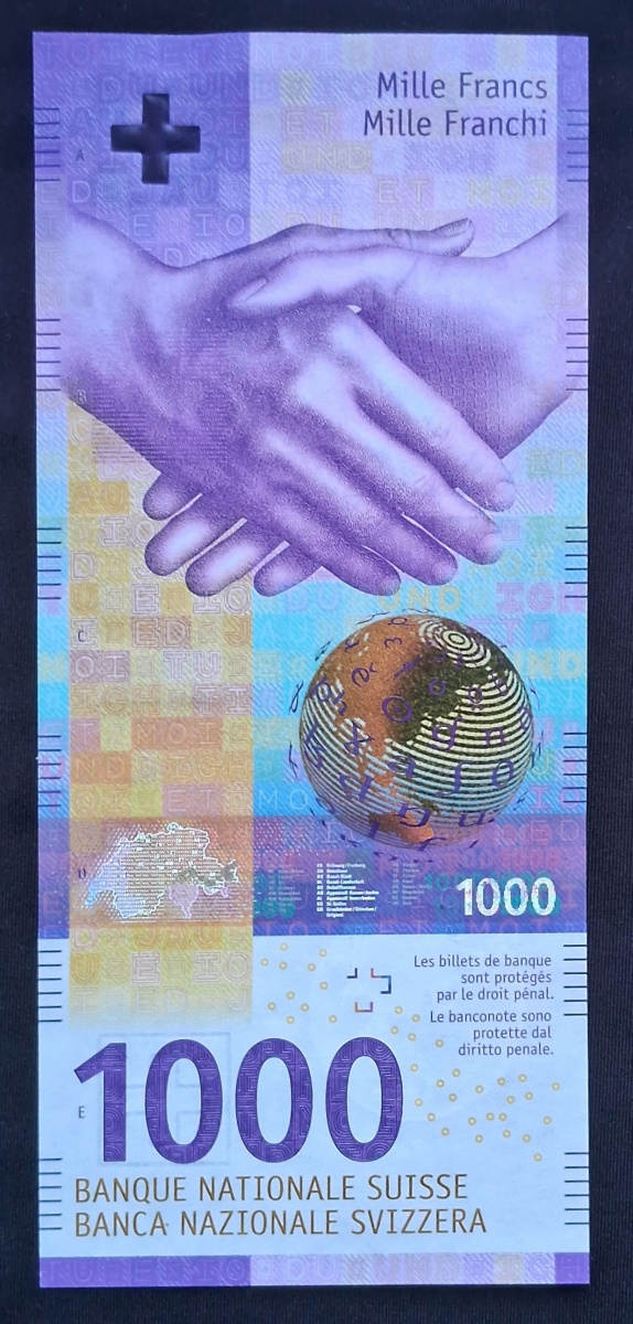 SUIÇA - 1000 FRANCOS - HÍBRIDA - FE