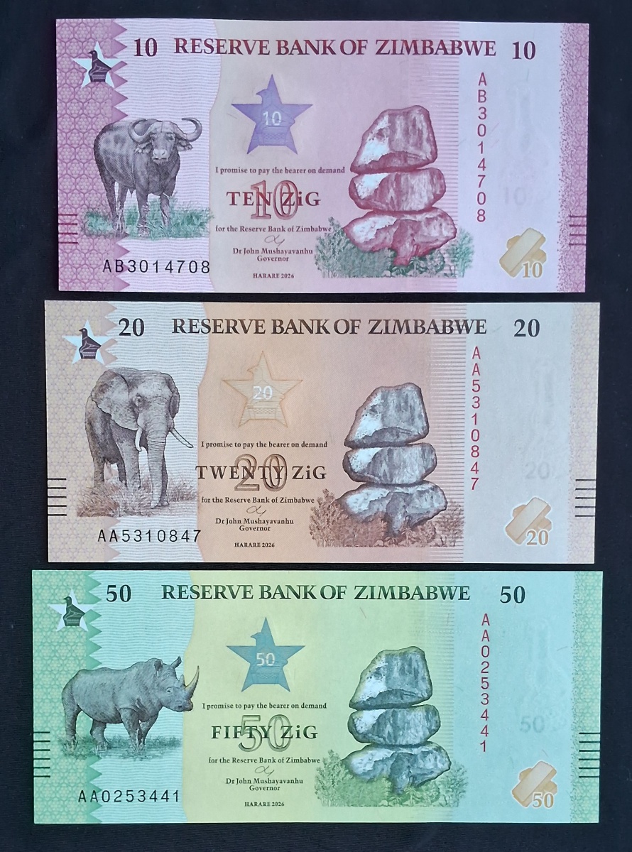 ZIMBABWE - 3 NOTAS EM SÉRIE - FE