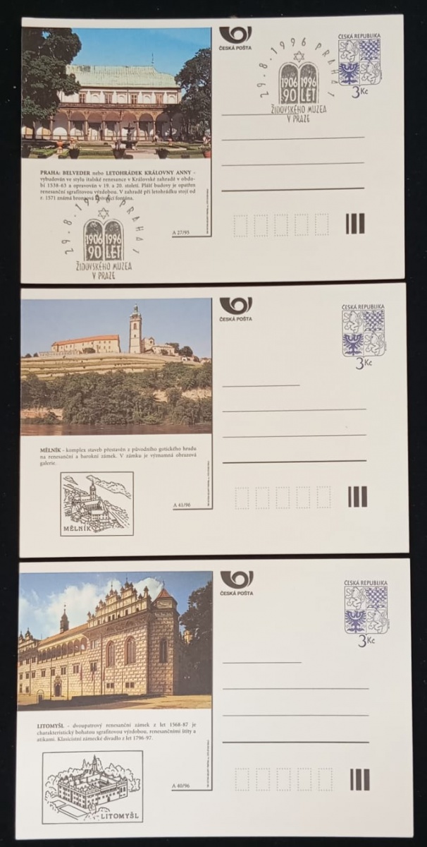 Alemanha - Seleção de 3 inteiros postais, tipo cartão postal com vistas de cidades alemãs.