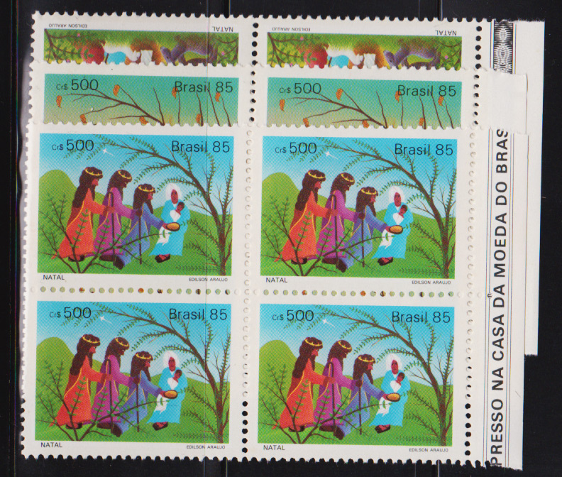 Brasil 1985 - Natal, série completa em quadras sem carimbo com goma!