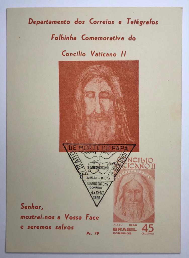 Brasil 1966 - Concílio do Vaticano, folhinha não selada com carimbo comemorativo.
