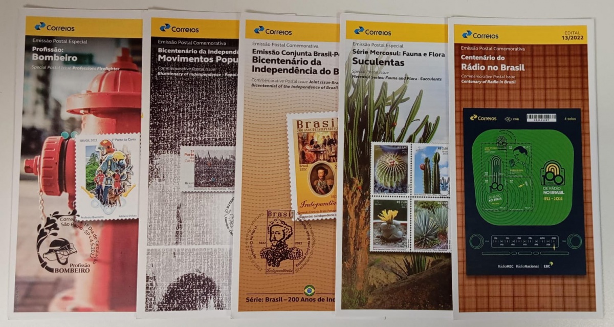 Brasil - Seleção de 5 editais, oficiais dos correios, não selados e sem carimbo.