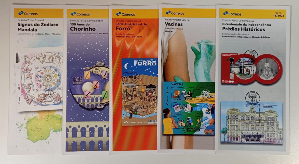 Brasil - Seleção de 5 editais, oficiais dos correios, não selados e sem carimbo.