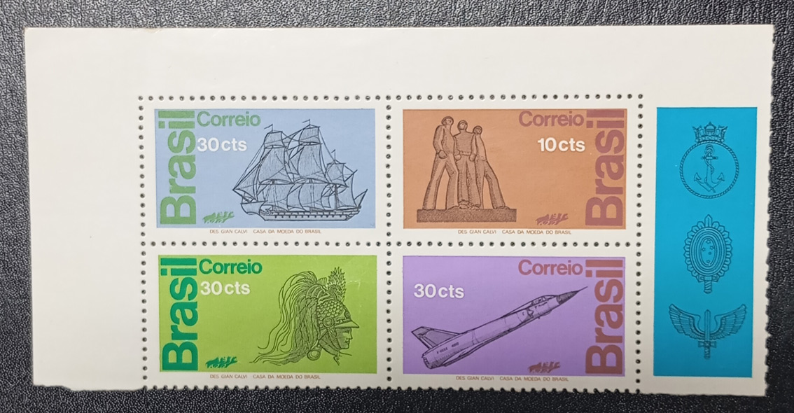 Brasil 197 2- EMFA, quadra sem carimbo emitida sem goma com vinheta.