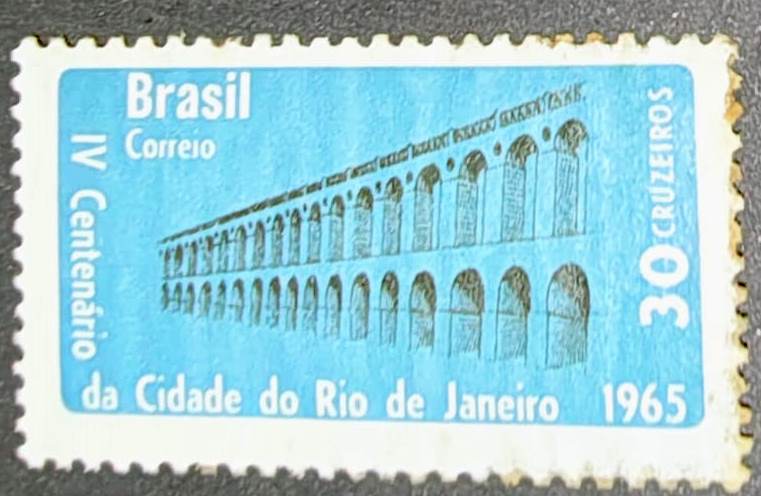 Brasil 1965 - Rio de Janeiro, selo sem carimbo com goma em PAPEL MARMORIZADO.