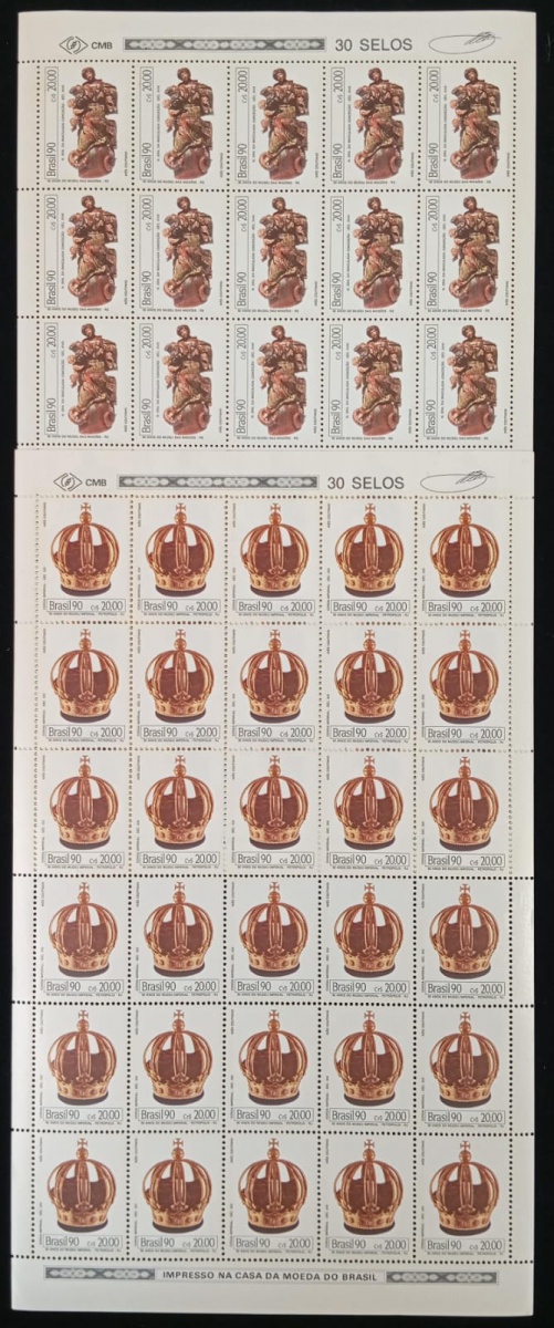 Brasil 1990 - Barroco, série completa em folhas sem carimbo com goma.