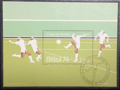 Brasil 1974 - Futebol, bloco com carimbo comemorativo.