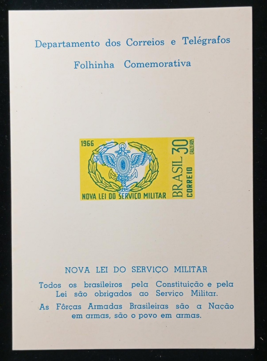 Brasil 1966 - Serviço Militar, folhinha oficial dos correios, nova não circulada.
