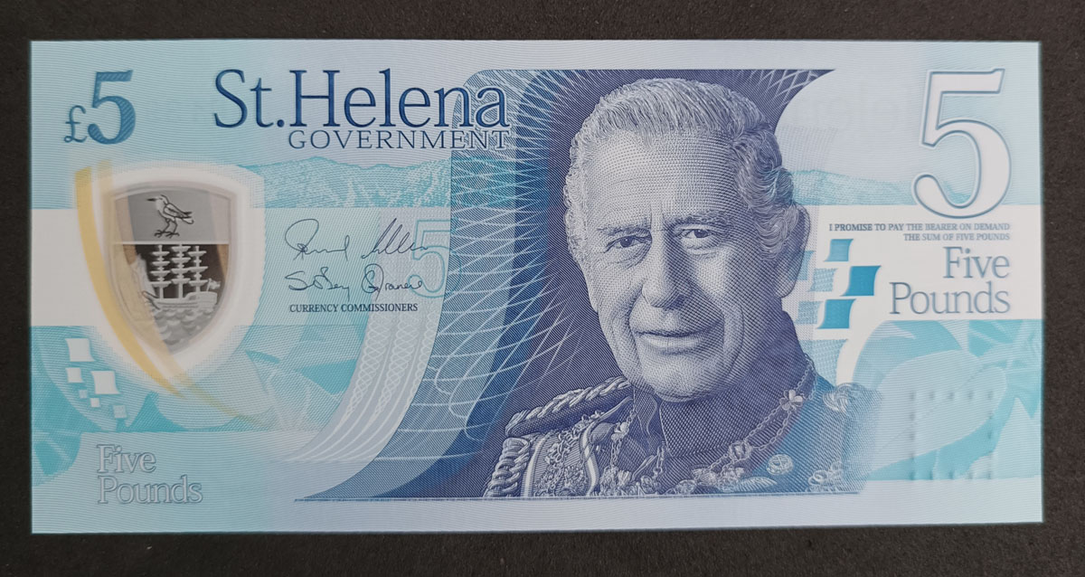 Cédula Santa Helena – 5 Libras – 2026 – Charles III – Polímero – FE – Lançamento
