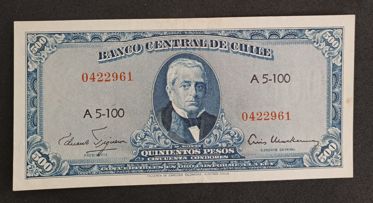 Cédula Chile P115 – 50 Condores – 1947-59 – Sob – Escassa