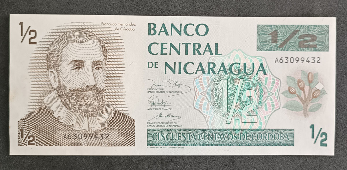 Cédula Nicarágua P171 - 1/2 Córdoba – 1991 – Francisco Hernández de Córdoba – S-FE