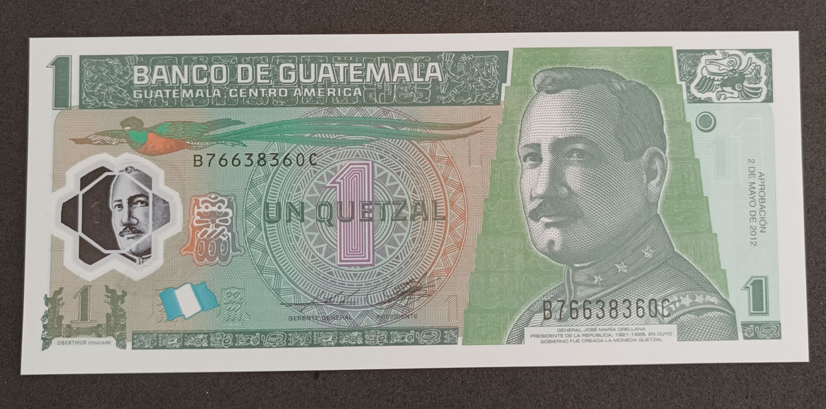 Cédula Guatemala – 1 Quetzal – 2012 – Polímero – FE