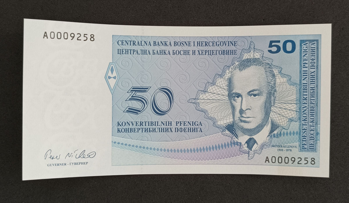 Cédula Bosnia-Herzegovina - 50 Pfeniga Convertível – P57 – FE