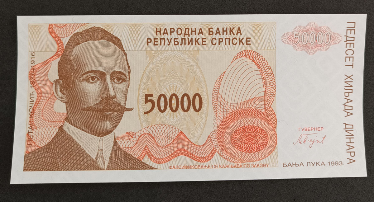 Cédula Bosnia e Herzegovina – 50.000 Dinaras – P153a - 1993 – FE