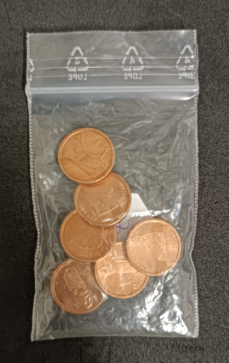 Lote Moedas Rapanui  1 Cent  Ilha de Pascoa Chile  2021  06 Unidades  FC