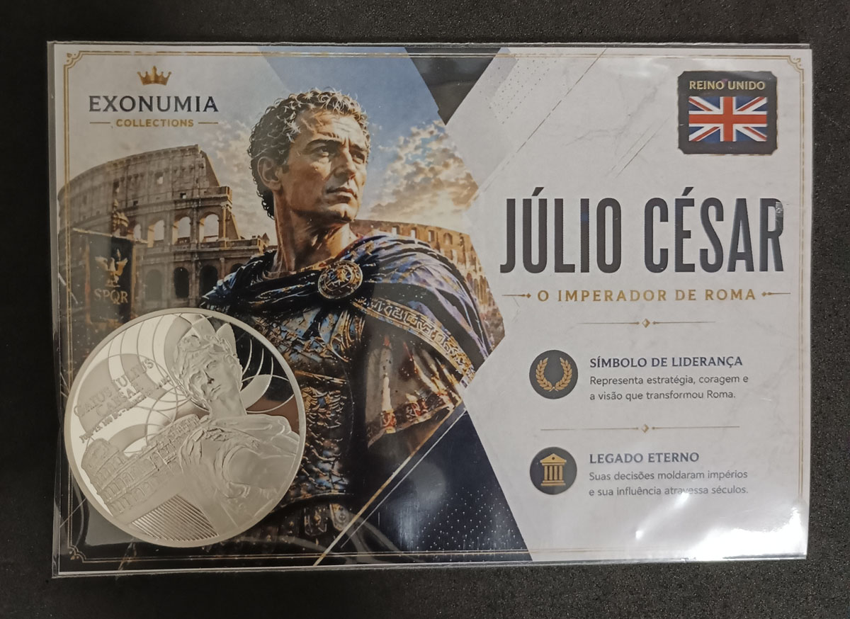 Exonumia Reino Unido – Júlio Cesar (Imperador de Roma) – 40mm – Proof