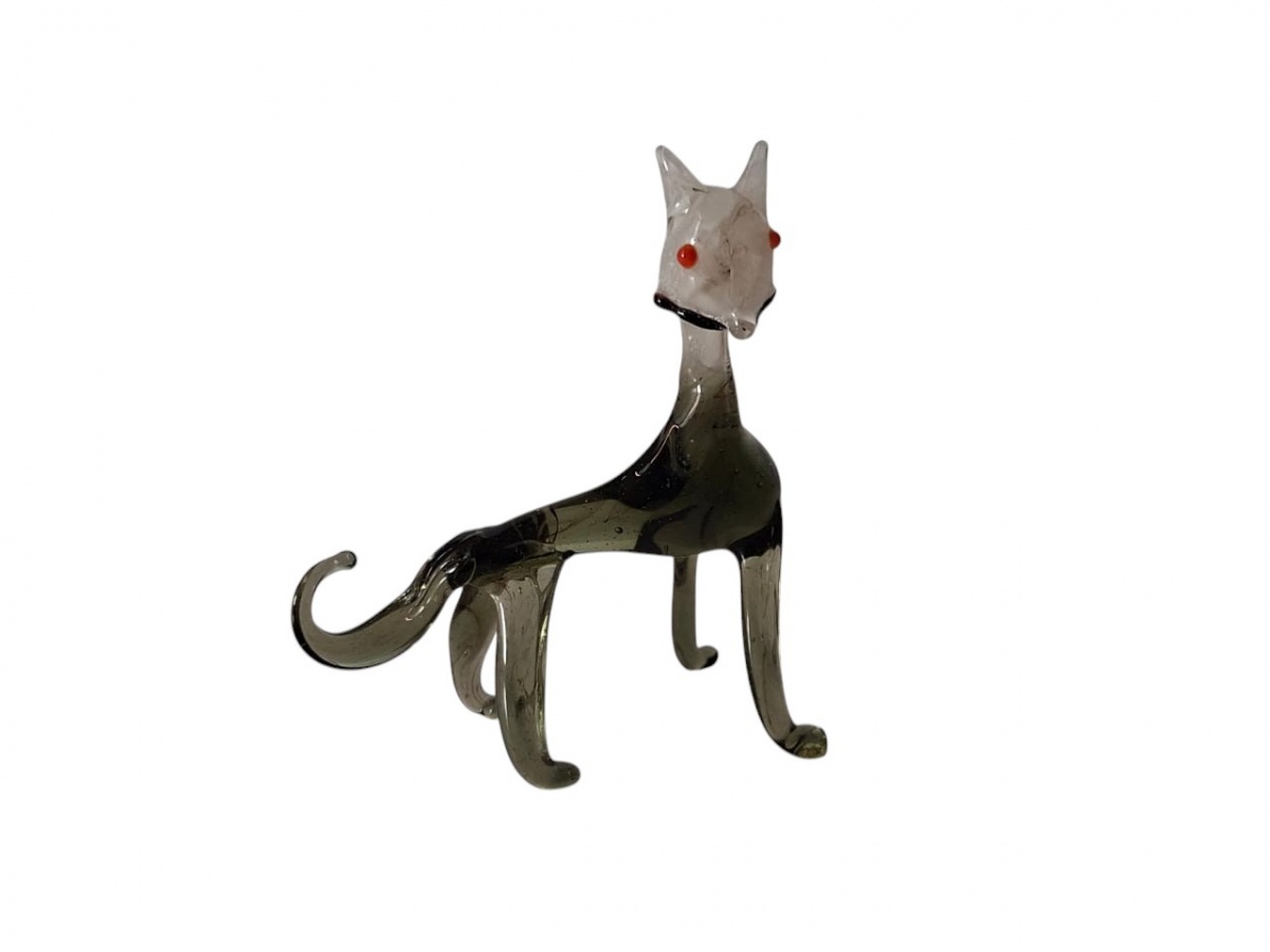 COLECIONISMO – Miniatura em murano, retratando gato. c. 5cm.