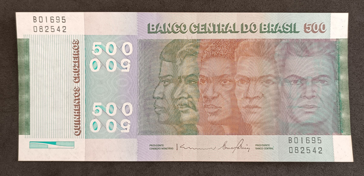 CÉDULA BRASIL - 500 CRUZEIROS - RAÇAS  - SOB -C151