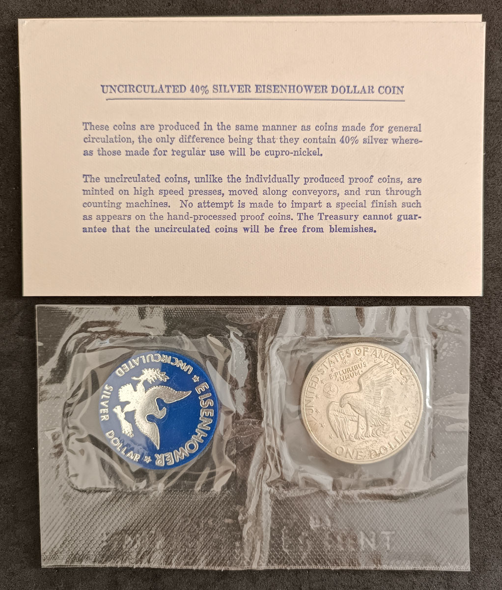 EUA - 1 DOLLAR 1971 - FC PRATA - MOEDAS PRODUZIDAS DA MESMA MANEIRA QUE AS FEITAS PARA  CIRCULAÇÃO GERAL, A ÚNICA DIFERENÇA É QUE ELAS CONTEM 40%DE PRATA, ENQUANTO AS FEITAS PARA USO REGULAR SÃO DE CUPRO-NIQUEL