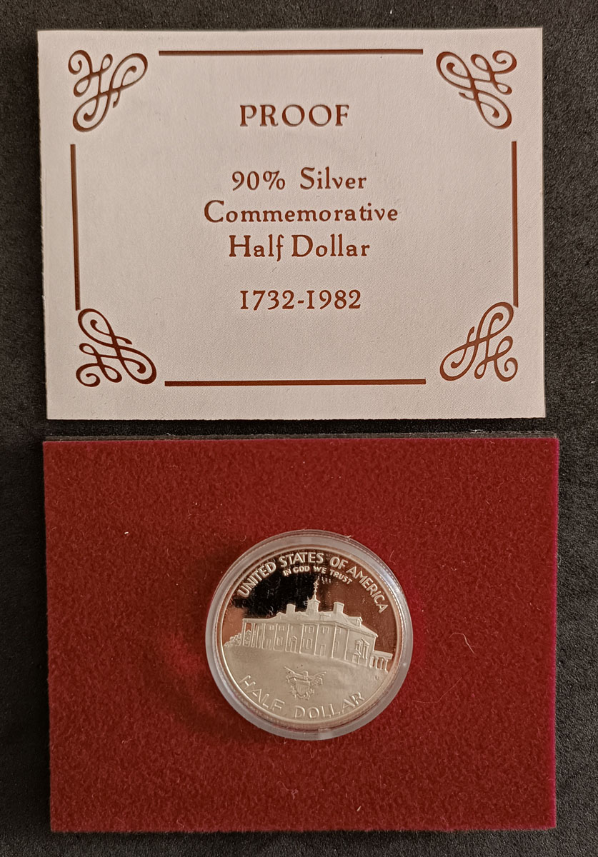 EUA - HAL DOLLAR  1982 - PROOF - NO ESTOJO  - PRATA