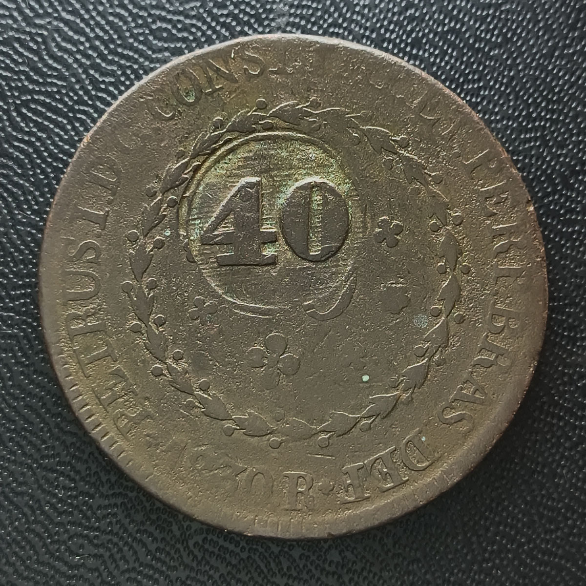 BRASIL - 80 RÉIS 1830 R  COM CARIMBO 40 RÉIS  - COBRE