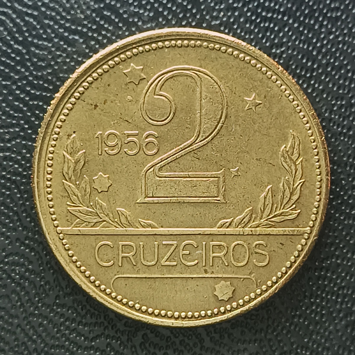 BRASIL - 2 CRUZEIROS 1956 - DATA BEM ESCASSA - BRONZE ALUMINIO