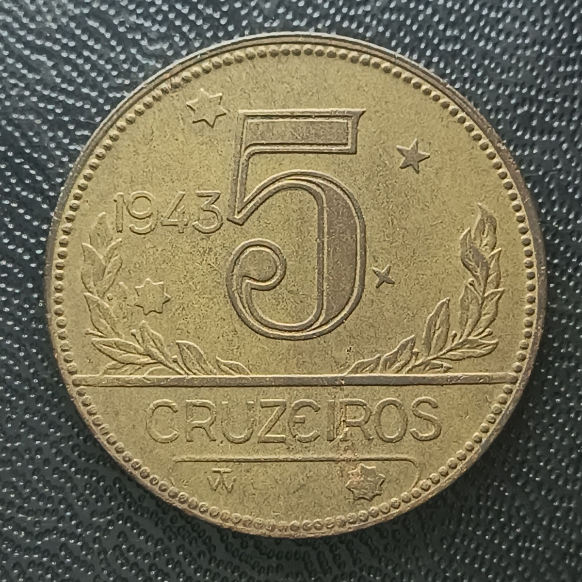 BRASIL - 5 CRUZEIROS 1943 - PEÇA LINDA - BONZE ALUMINIO