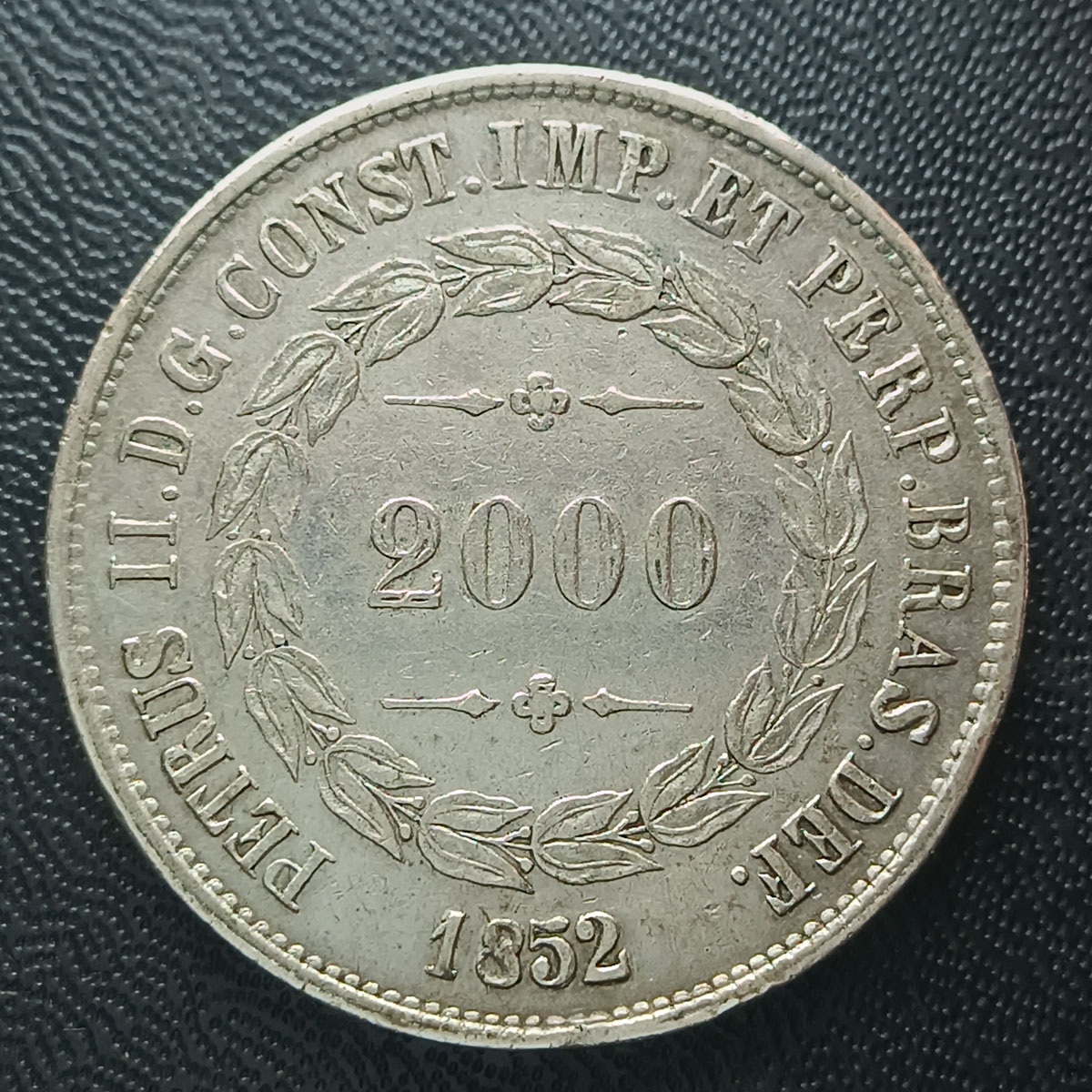 BRASIL - 2000 RÉIS 1852 - PRATA - 25,5GR
