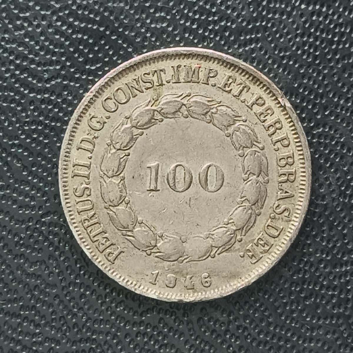 BRASIL - 100 RÉIS 1846 - SÉRIE CRUZADOS - P526 - PRATA