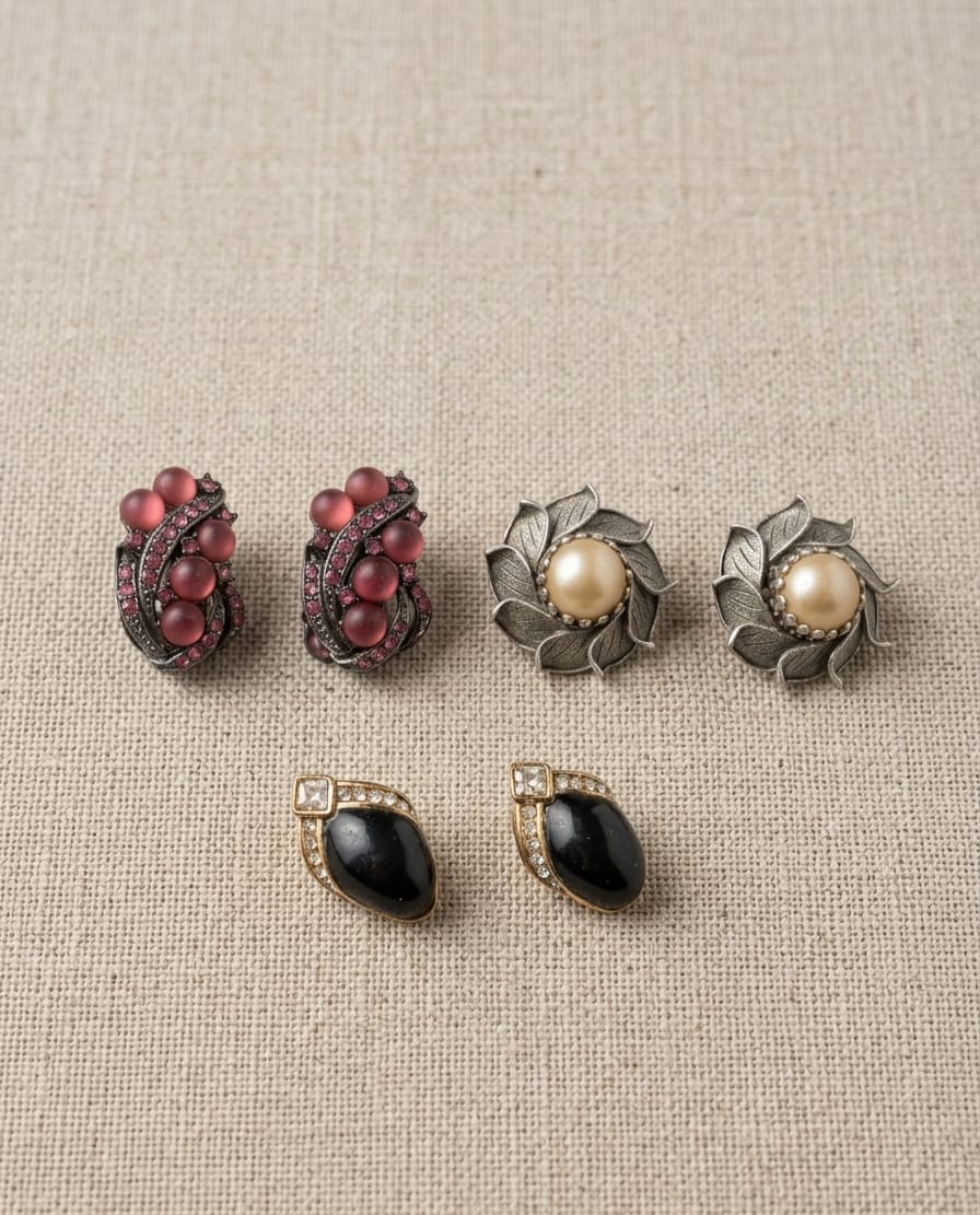 3 PARES DE BRINCOS DE PRESSÃO VARIADOS. MAIOR 3CM.