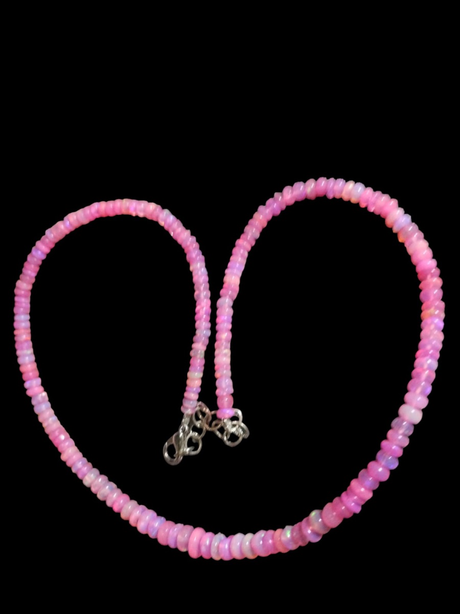 COLAR DE OPALAS WILLOW DE COR PREDOMINANTE ROSA, EM CRESCENTE DE 3 A 6MM.