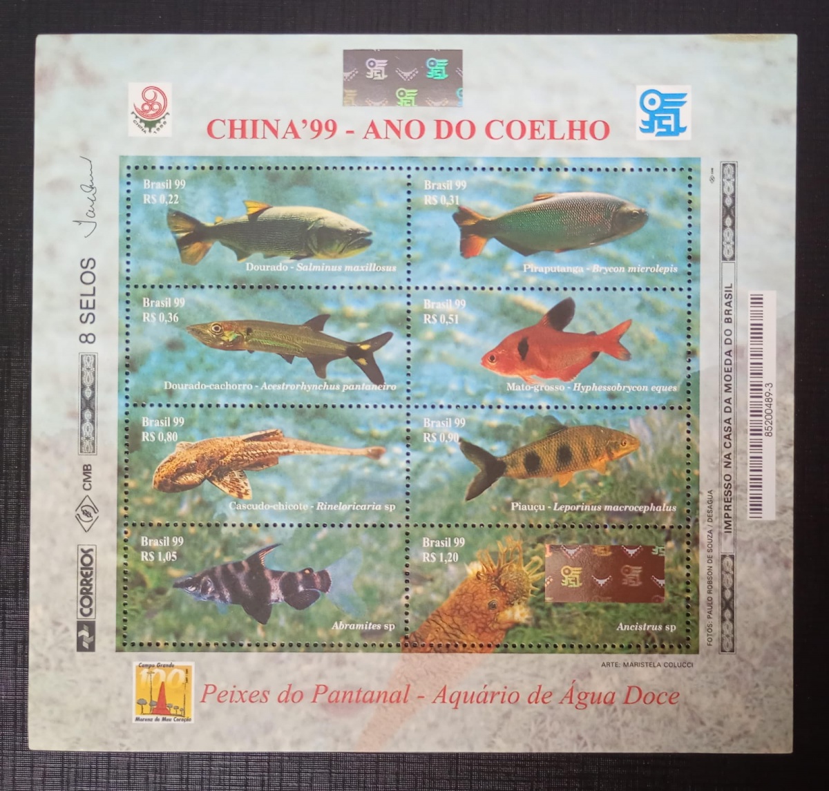 Brasil 1.999 - Peixes do Pantanal - RHM B113 (marca 15 UF's) - Mint (MNH).