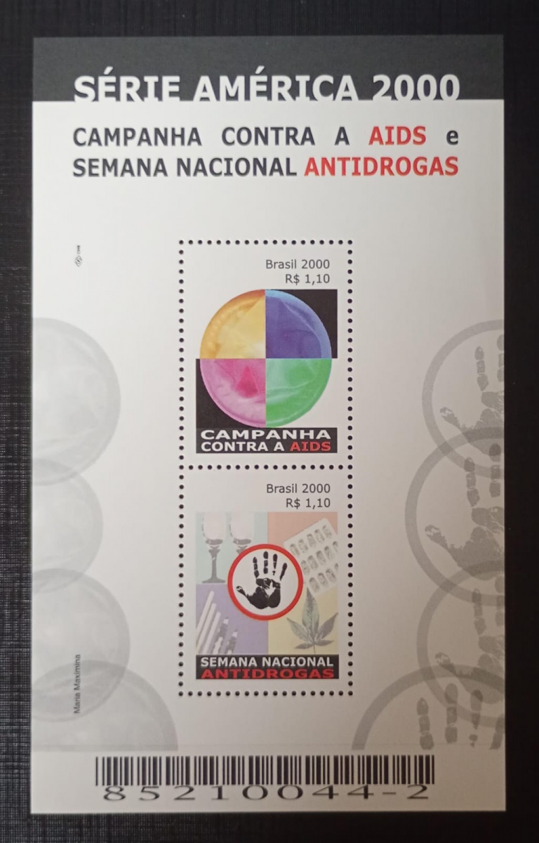 Brasil 2000 - América Upaep: Campanhas conta a AIDS e Antidrogas - RHM B116 (marca 4 UF's) - Mint (MNH).