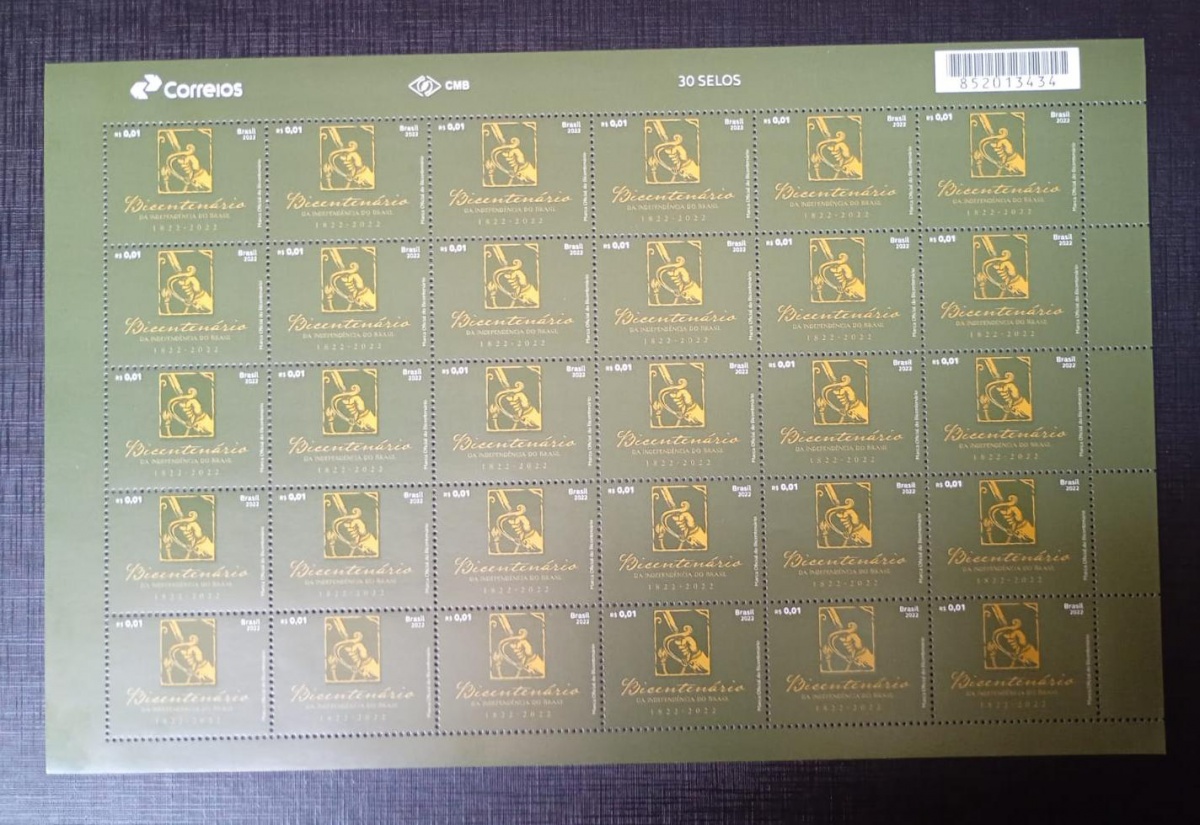 Brasil 2022 - Bicentenário da Independência do Brasil - Folha completa Mint (MNH).