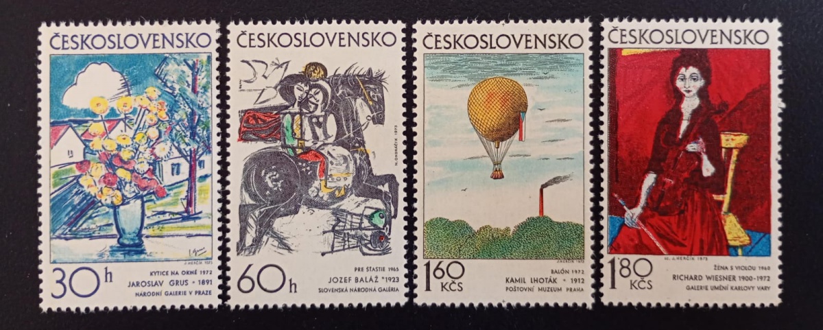 Tchecoslováquia 1.973 - Arte: Pinturas - série completa - Mint (MNH).
